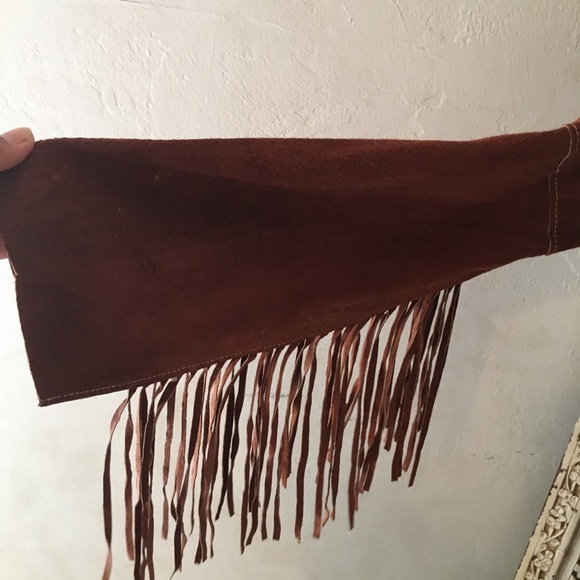 Bebe Fringe BOHO Leather Jacket DAMAGED - Picture 6 of 8